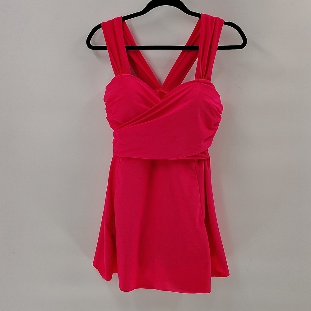 COCOPEAR Women's Elegant Crossover One Piece Swimdress Size XL Pink